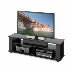 CorLiving - Bakersfield Black Wooden TV Stand, for TVs up to 75" - Ravenwood Black