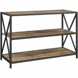 Walker Edison - Industrial Metal and Wood 3-Shelf Bookcase - Barnwood