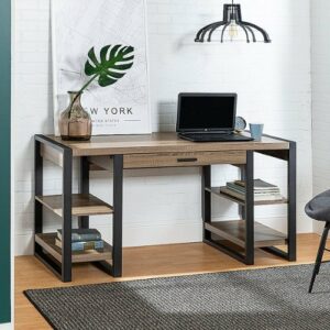 Walker Edison - 60" Modern Industrial USB Power Computer Desk - Driftwood