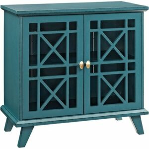 Walker Edison - Modern Fretwork Storage Console - Blue