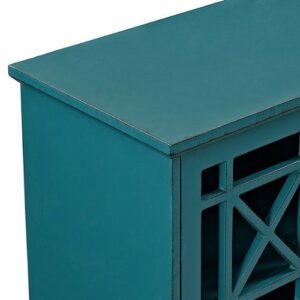 Walker Edison - Modern Fretwork Storage Console - Blue