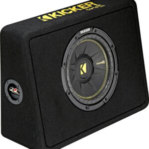 KICKER - CompC Loaded Enclosures Single-Voice-Coil 4-Ohm Subwoofer - Black Carpet