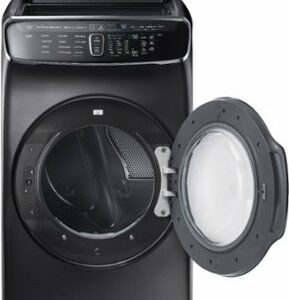 Samsung - 7.5 Cu. Ft. Smart Electric Dryer with Steam and FlexDry - Black Stainless Steel