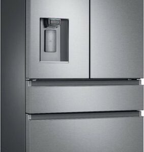 Samsung - 22.6 cu. ft. 4-Door Flex French Door Counter Depth Refrigerator with FlexZone Drawer - Stainless Steel