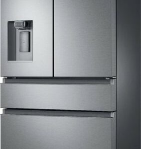 Samsung - 22.6 cu. ft. 4-Door Flex French Door Counter Depth Refrigerator with FlexZone Drawer - Stainless Steel