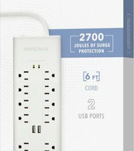 Insignia™ - 10 Outlet/2 USB 2700 Joules Surge Protector - White