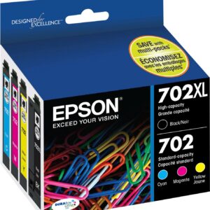 Epson - 702/702XL 4-Pack High-Yield and Standard Capacity Ink Cartridges - Cyan/Magenta/Yellow/Black