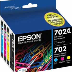 Epson - 702/702XL 4-Pack High-Yield and Standard Capacity Ink Cartridges - Cyan/Magenta/Yellow/Black