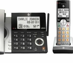 AT&T - 2 Handset Corded/Cordless Answering System with Smart Call Blocker - Silver/Black