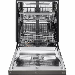 LG - 24" Front-Control Built-In Dishwasher with Stainless Steel Tub, QuadWash, 48 dBa - Black Stainless Steel