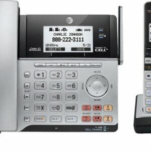 AT&T - TL86103 DECT 6.0 2-Line Expandable Corded/Cordless Phone with Bluetooth Connect to Cell and Answering System - Silver/Black