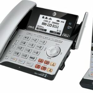 AT&T - TL86103 DECT 6.0 2-Line Expandable Corded/Cordless Phone with Bluetooth Connect to Cell and Answering System - Silver/Black