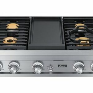 Dacor - Contemporary 36" Built-In Gas Cooktop with 4 Burners with SimmerSear and Griddle, Liquid Propane, High Altitude - Silver Stainless Steel