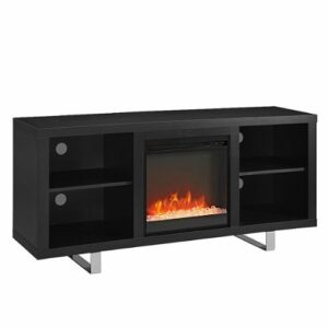 Walker Edison - Modern Open Storage Fireplace TV Stand for Most TVs up to 65" - Black