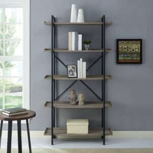 Walker Edison - Urban Pipe 5-Shelf Bookcase - Driftwood