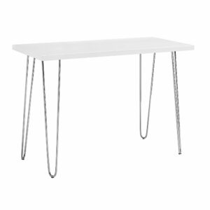 Walker Edison - Modern Chrome Computer Desk - White