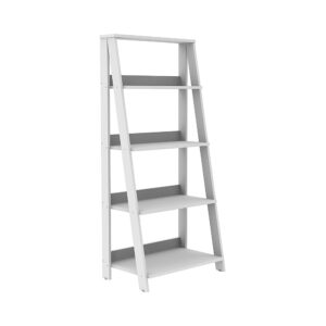 Walker Edison - 55" Leaning Ladder 4-Shelf Bookcase - White