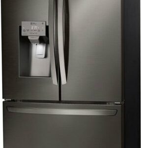 LG - 27.9 Cu. Ft. French Door Smart Refrigerator with External Tall Ice and Water Dispenser - Black Stainless Steel