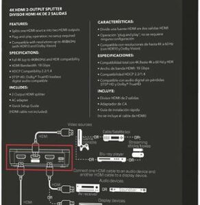 Rocketfish™ - 2-Output HDMI Splitter with 4K at 60Hz and HDR Pass-Through - Black