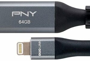 PNY - DUO Link 64GB USB 3.0 OTG Flash Drive for iOS Devices and Computers - Gray