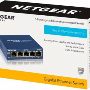 NETGEAR - 5-Port 10/100/1000 Gigabit Ethernet Unmanaged Switch - Blue