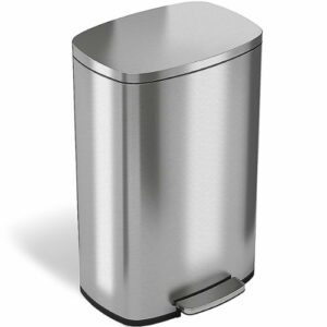 Halo - Premium 13.2 Gallon Step Pedal Trash Can with AbsorbX Odor Control System & Removable Inner Bucket - Stainless steel