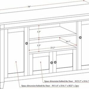 Simpli Home - Carlton Solid Wood 54 inch Wide Transitional TV Media Stand for TVs up to 60 inches - Dark Tobacco Brown