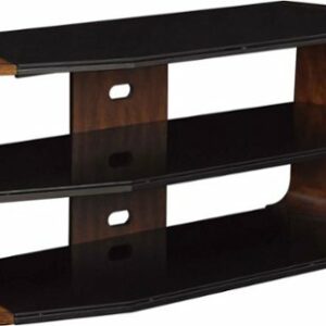 Twin Star Home - TV Stand for TVs up to 60” with Black Glass - Meridian Cherry