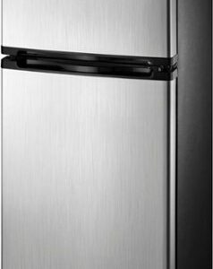 Insignia™ - 4.3 Cu. Ft. Mini Fridge with Top Freezer - Stainless Steel