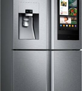 Samsung - 22 cu. ft. 4-Door Flex French Door Counter Depth Smart Refrigerator with Family Hub - Stainless Steel