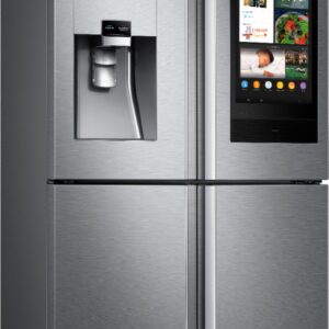 Samsung - 22 cu. ft. 4-Door Flex French Door Counter Depth Smart Refrigerator with Family Hub - Stainless Steel