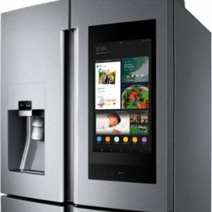 Samsung - 22 cu. ft. 4-Door Flex French Door Counter Depth Smart Refrigerator with Family Hub - Stainless Steel