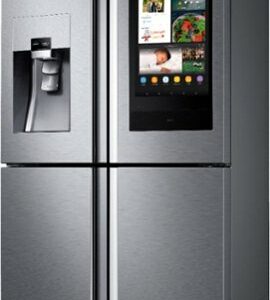 Samsung - 22 cu. ft. 4-Door Flex French Door Counter Depth Smart Refrigerator with Family Hub - Stainless Steel