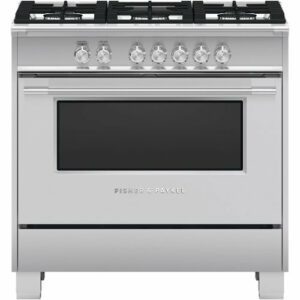 Fisher & Paykel - 4.9 Cu. Ft. Freestanding Gas Convection Range - Brushed Stainless Steel/Black Glass