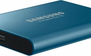 Samsung - Geek Squad Certified Refurbished T5 500GB External USB, Type-C Portable SSD - Alluring Blue