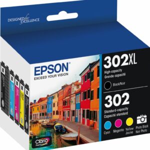 Epson - 302/302XL 5-Pack High-Yield and Standard Capacity Ink Cartridges - Cyan/Magenta/Yellow/Black & Photo Black