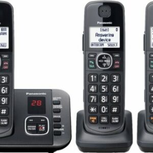 Panasonic - KX-TGE633M DECT 6.0 Expandable Cordless Phone System with Digital Answering System - Metallic Black