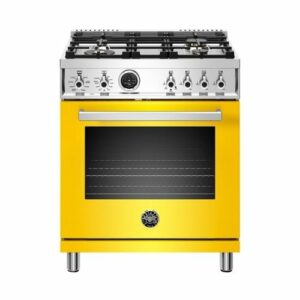 Bertazzoni - 4.6 Cu. Ft. Self-Cleaning Freestanding Dual Fuel Convection Range - Yellow