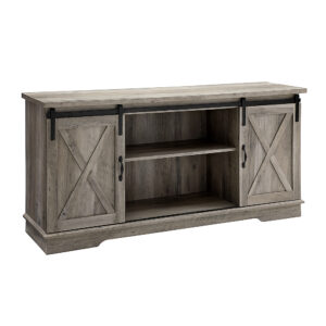 Walker Edison - 58" Modern Farmhouse Sliding Door TV Stand for Most TVs up to 65" - Grey Wash