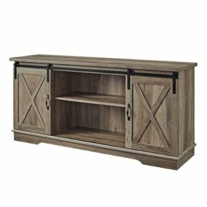 Walker Edison - 58" Modern Farmhouse Sliding Door TV Stand for Most TVs up to 65" - Grey Wash