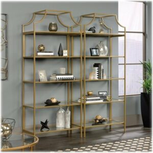 Sauder - International Lux Collection 5-Shelf Bookcase - Satin Gold