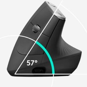 Logitech - MX Vertical Advanced Wireless Optical Ergonomic Mouse with USB and Bluetooth Connection - Graphite