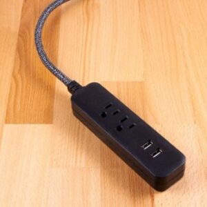 Cordinate - 10' 2-Outlet 2-USB Extension Cord with Surge Protection - Black Heather