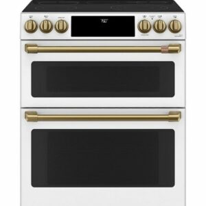 Café - 6.7 Cu. Ft. Slide-In Double Oven Electric True Convection Range with Built-In Wi-Fi, Customizable - Matte White