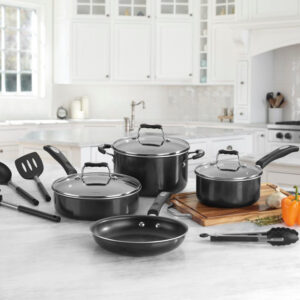 Cuisinart - 11-Piece Cookware Set - Black/Silver