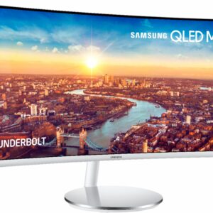 Samsung - 34” ViewFinity CJ791 QHD FreeSync Thunderbolt Monitor with speakers - White/Silver