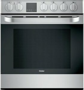 Haier - 2.9 Cu. Ft. Slide-In Gas Convection Range - Stainless Steel