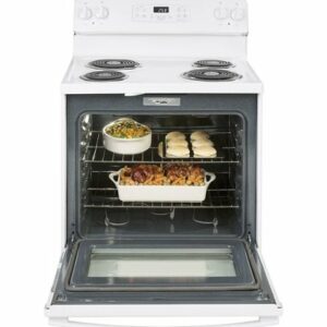 GE - 5.3 Cu. Ft. Freestanding Electric Range with Self-Cleaning and Sensi-temp Technology - White