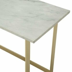 Walker Edison - Modern Faux Marble Computer Desk - White Faux Marble/Gold