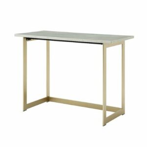 Walker Edison - Modern Faux Marble Computer Desk - White Faux Marble/Gold